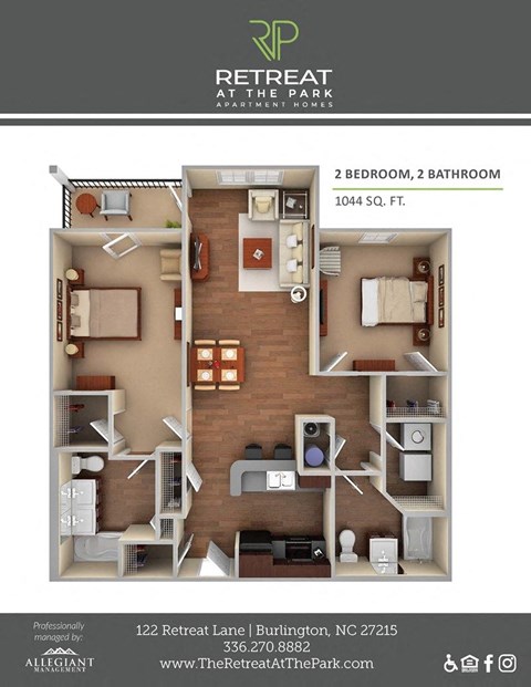 2 Bed 2 Bath Lily Floorplan